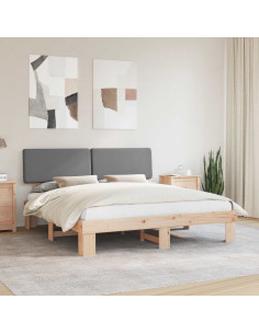 Letto con Testiera Rivestita Grigio chiaro 180 x 200 cm