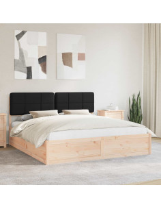 Letto con Testiera Rivestita Nero 200 x 200 cm Pino massello