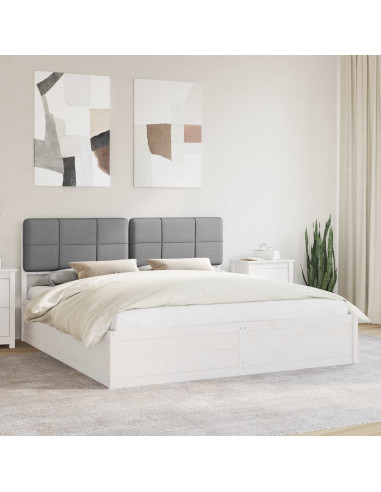 Letto con Testiera Rivestita Grigio chiaro 200 x 200 cm