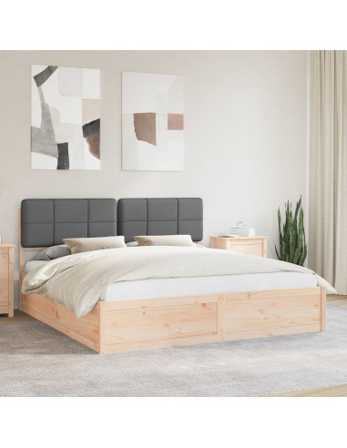 Letto con Testiera Rivestita Grigio scuro 180 x 200 cm