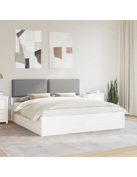 Letto con Testiera Rivestita Grigio chiaro 180 x 200 cm