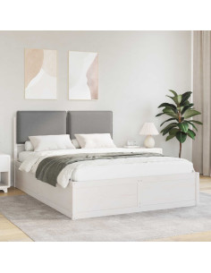 Letto con Testiera Rivestita Grigio chiaro 160 x 200 cm