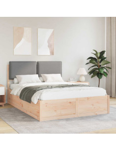 Letto con Testiera Rivestita Grigio chiaro 150 x 200 cm