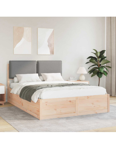 Letto con Testiera Rivestita Grigio chiaro 150 x 200 cm