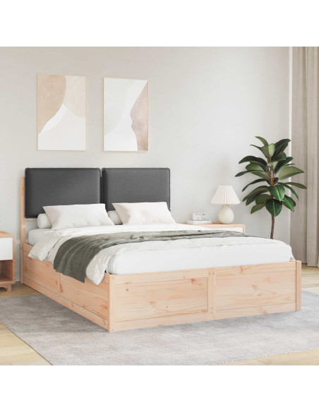 Letto con Testiera Rivestita Grigio scuro 150 x 200 cm