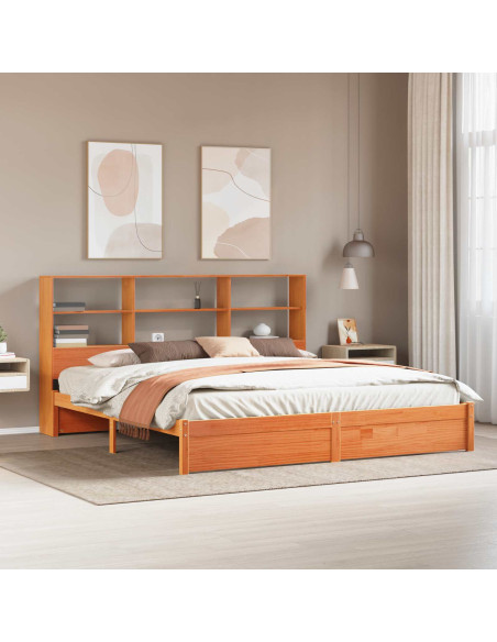 Libreria Struttura Letto Marrone cerato 180 x 200 cm