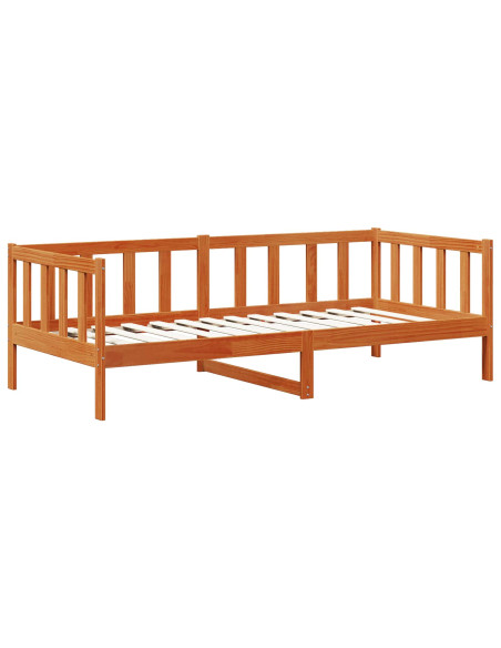 Daybed con testiera 3 pcs Marrone cerato Legno di Pino Massello