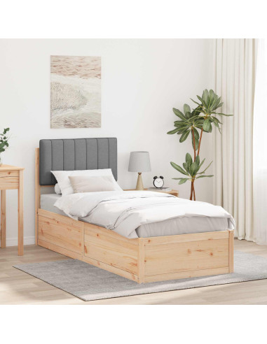 Letto con Testiera Rivestita Grigio chiaro 75 x 190 cm