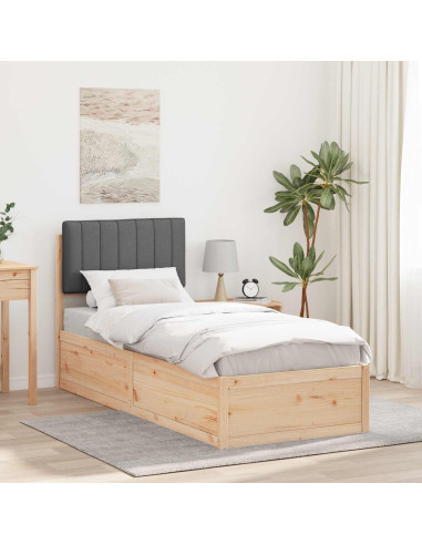 Letto con Testiera Rivestita Grigio scuro 75 x 190 cm