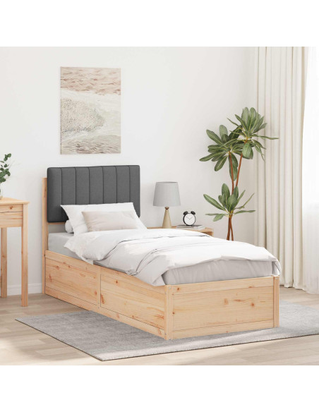 Letto con Testiera Rivestita Grigio scuro 75 x 190 cm