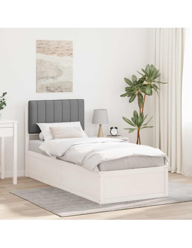 Letto con Testiera Rivestita Grigio chiaro 75 x 190 cm