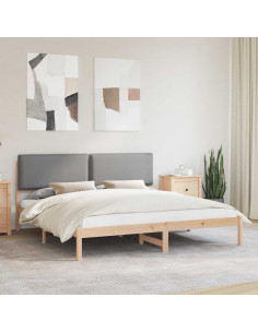 Letto con Testiera Rivestita Grigio chiaro 180 x 200 cm