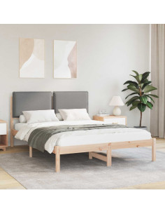 Letto con Testiera Rivestita Grigio chiaro 140 x 200 cm