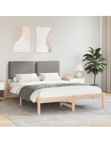 Letto con Testiera Rivestita Grigio chiaro 140 x 200 cm