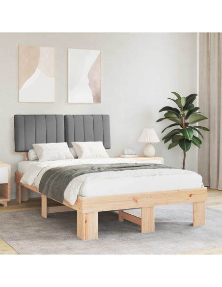 Letto con Testiera Rivestita Grigio chiaro 120 x 190 cm