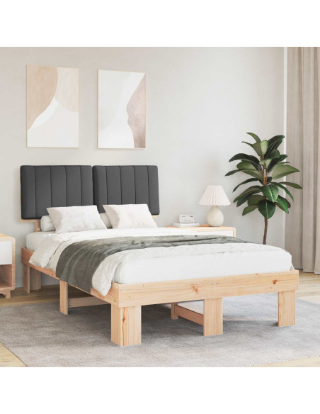 Letto con Testiera Rivestita Grigio scuro 120 x 190 cm