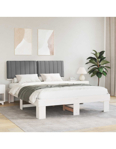 Letto con Testiera Rivestita Grigio chiaro 150 x 200 cm