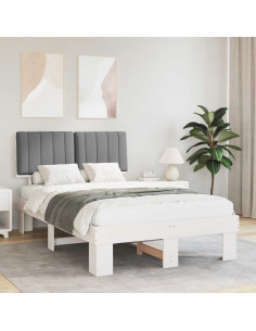 Letto con Testiera Rivestita Grigio chiaro 120 x 190 cm