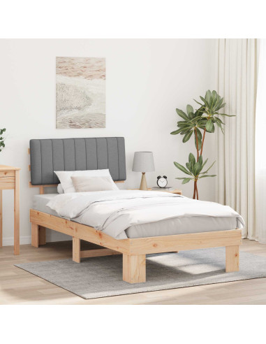 Letto con Testiera Rivestita Grigio chiaro 100 x 200 cm