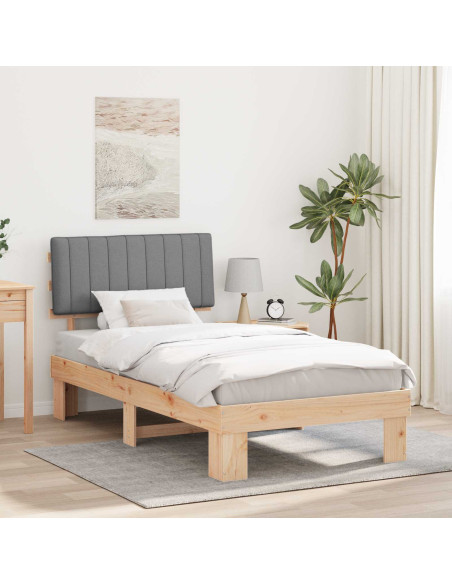 Letto con Testiera Rivestita Grigio chiaro 100 x 200 cm