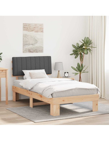 Letto con Testiera Rivestita Grigio scuro 100 x 200 cm