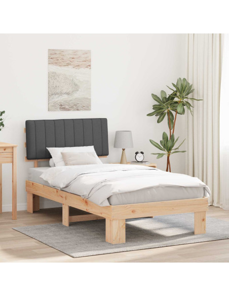 Letto con Testiera Rivestita Grigio scuro 100 x 200 cm