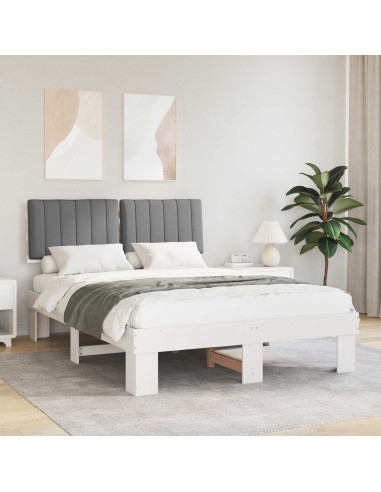 Letto con Testiera Rivestita Grigio chiaro 140 x 200 cm
