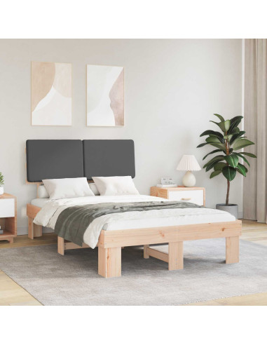 Letto con Testiera Rivestita Grigio scuro 120 x 200 cm