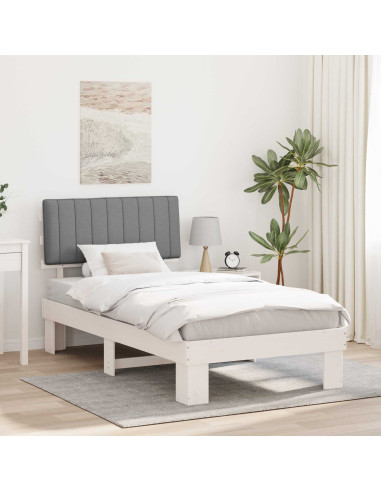 Letto con Testiera Rivestita Grigio chiaro 100 x 200 cm
