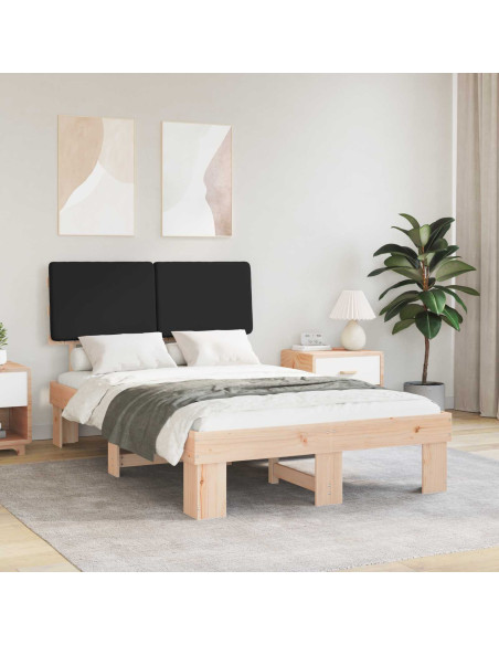 Letto con Testiera Rivestita Nero 120 x 200 cm Pino massello