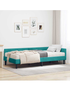 Struttura Letto Angolare con Materasso 2 pcs Turchese Velluto