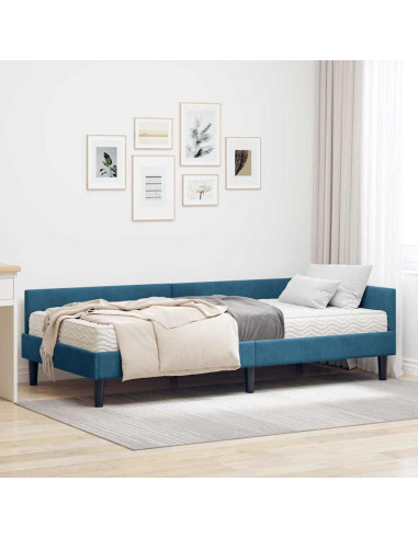 Struttura Letto Angolare con Materasso Altro 2 pcs Blu Velluto