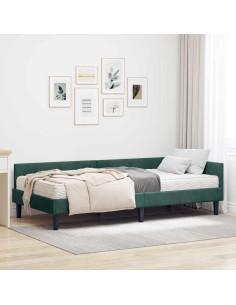Struttura Letto Angolare con Materasso 2 pcs Verde Velluto