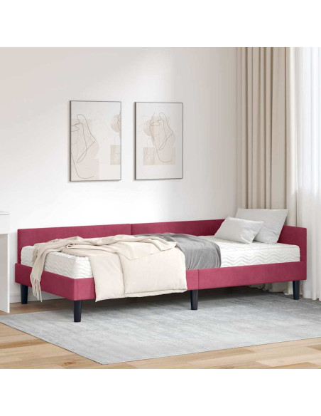 Struttura Letto Angolare con Materasso 2 pcs Verde Velluto