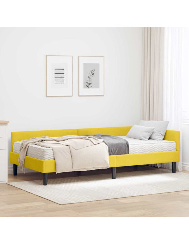 Struttura Letto Angolare con Materasso 2 pcs Giallo Velluto