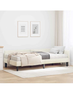 Struttura Letto Angolare con Materasso 2 pcs Crema Velluto