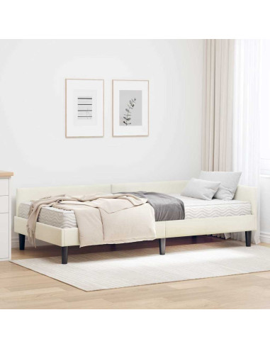 Struttura Letto Angolare con Materasso 2 pcs Crema Velluto
