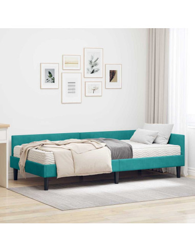 Struttura Letto Angolare con Materasso 2 pcs Turchese Velluto