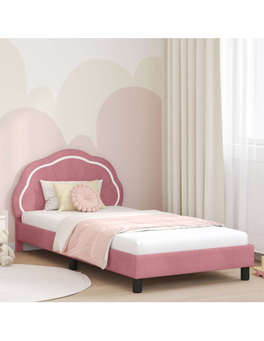 Struttura letto bambini con testata Rosa 90 x 190 cm Velluto