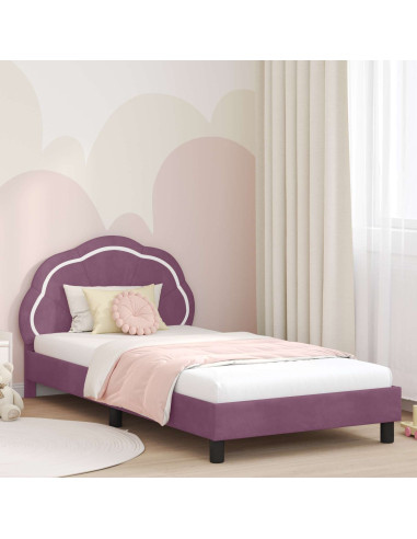 Struttura letto bambini con testata Viola 90 x 190 cm Velluto