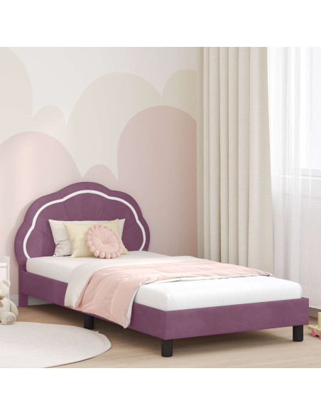Struttura letto bambini con testata Viola 90 x 190 cm Velluto