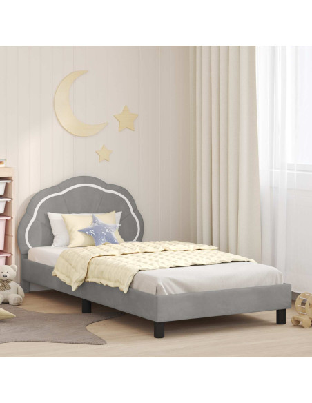 Struttura letto bambini con testata Grigio chiaro 90 x 200 cm