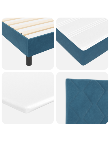 Letto a molle con materasso Blu Scuro 200 x 90 cm Poliestere