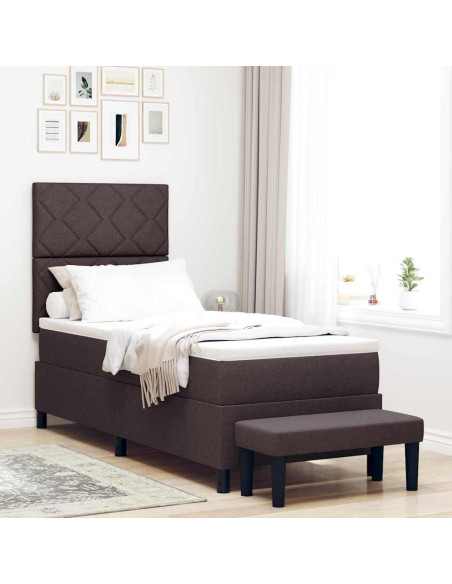 Letto a molle con materasso Marrone Scuro 80 x 200 cm Tessuto