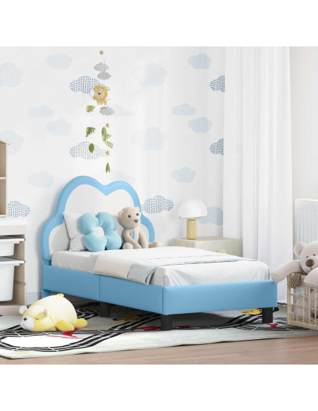 Struttura letto per bambini con testata Blu 70 x 140 cm PU