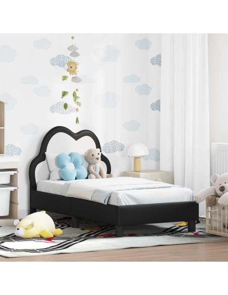 Struttura letto per bambini con testata Nero 70 x 140 cm PU