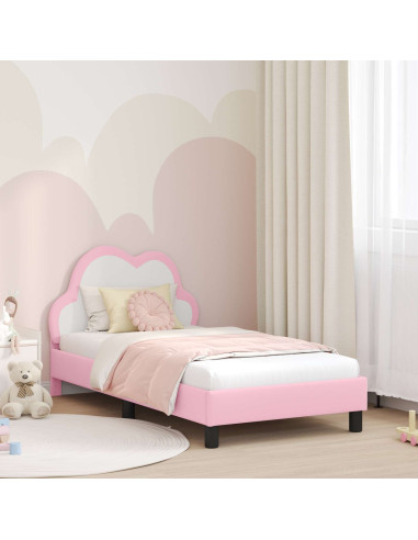 Struttura letto bambini con testata Rosa 80 x 160 cm PU
