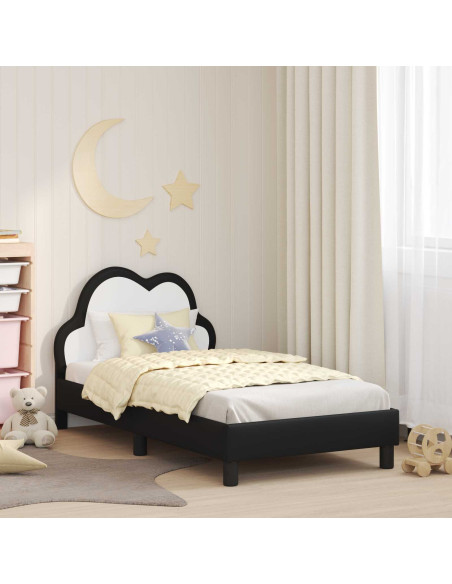 Struttura letto bambini con testata Nero 80 x 160 cm PU