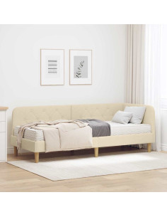 Cornice del letto ad angolo Crema 80 x 200 cm Tessuto