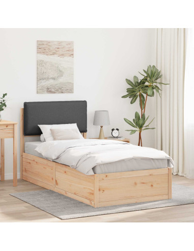 Letto con Testiera Rivestita Grigio scuro 90 x 200 cm